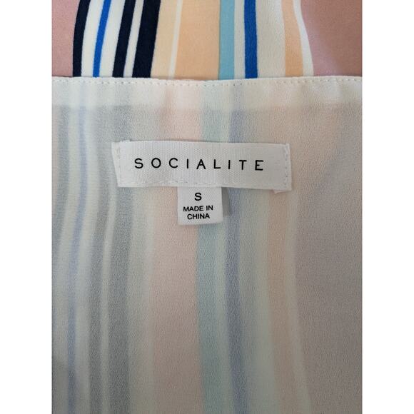Socialite Striped Camisole Small Pink Layering V Neck Lined Spaghetti Straps Top - Picture 3 of 10